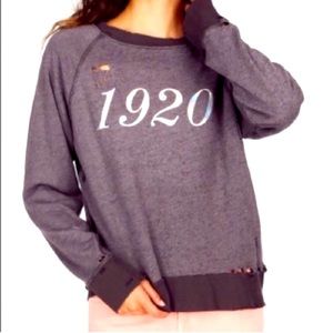 Wildfox ‘1920’ distressed sweatshirt size L grey